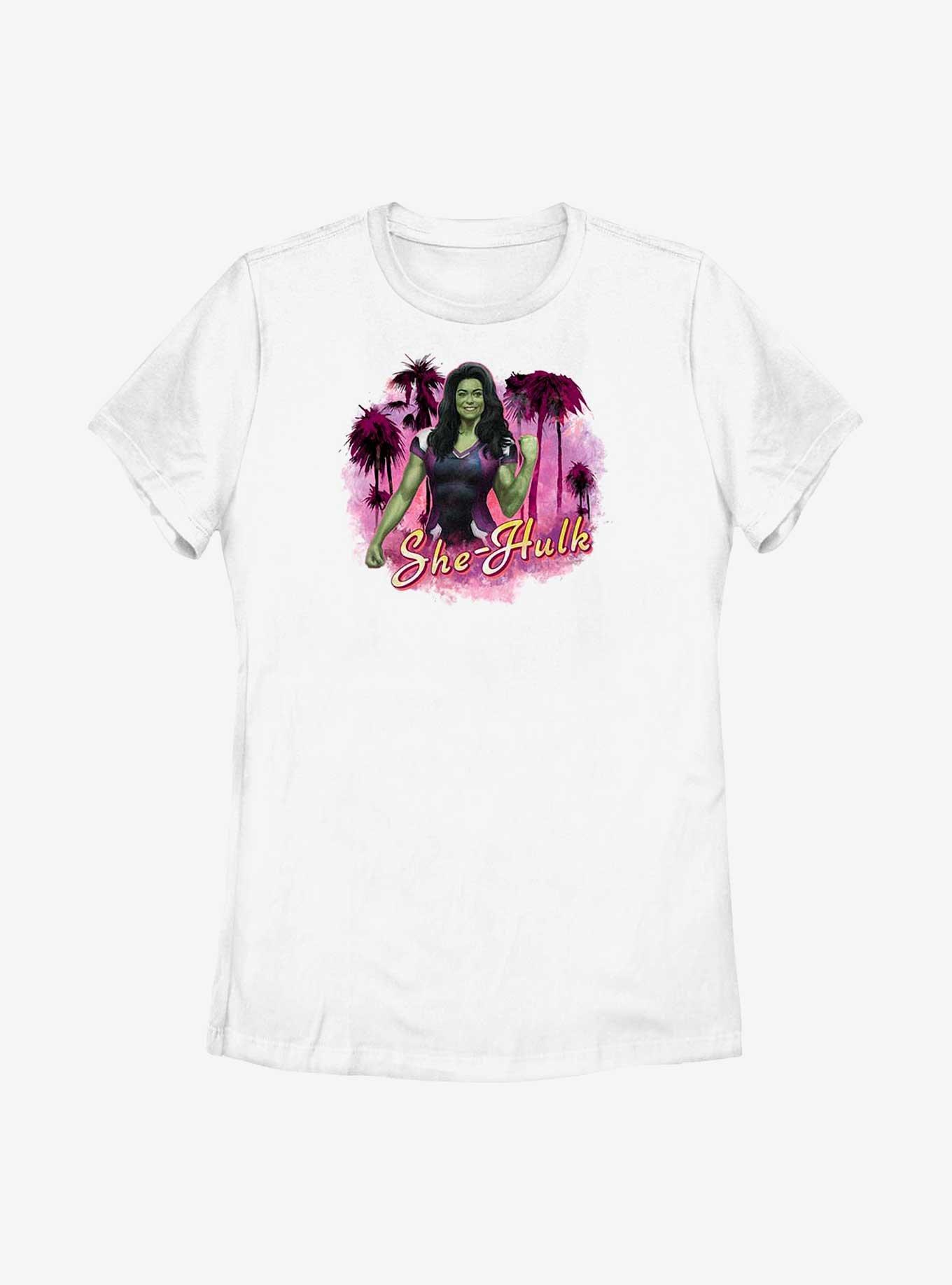 Marvel She-Hulk Palm Trees Womens T-Shirt, WHITE, hi-res view 1