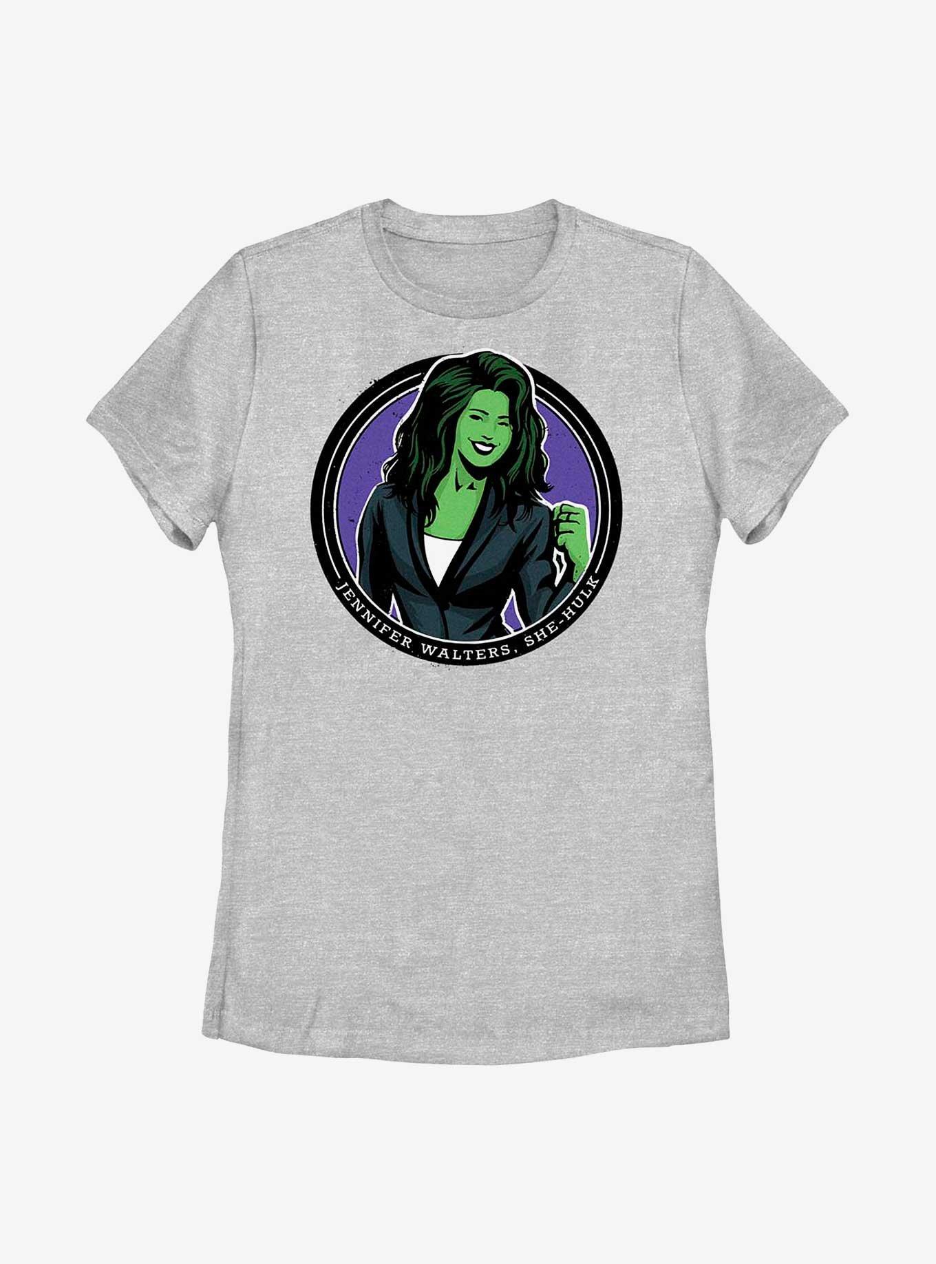 Marvel She-Hulk Jennifer Walters Circle Badge Womens T-Shirt, ATH HTR, hi-res
