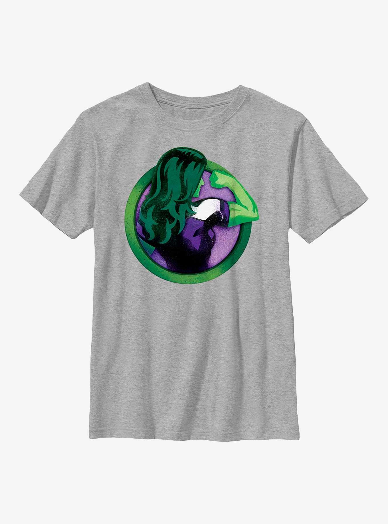 Marvel She-Hulk Arm Flex Badge Youth T-Shirt, ATH HTR, hi-res