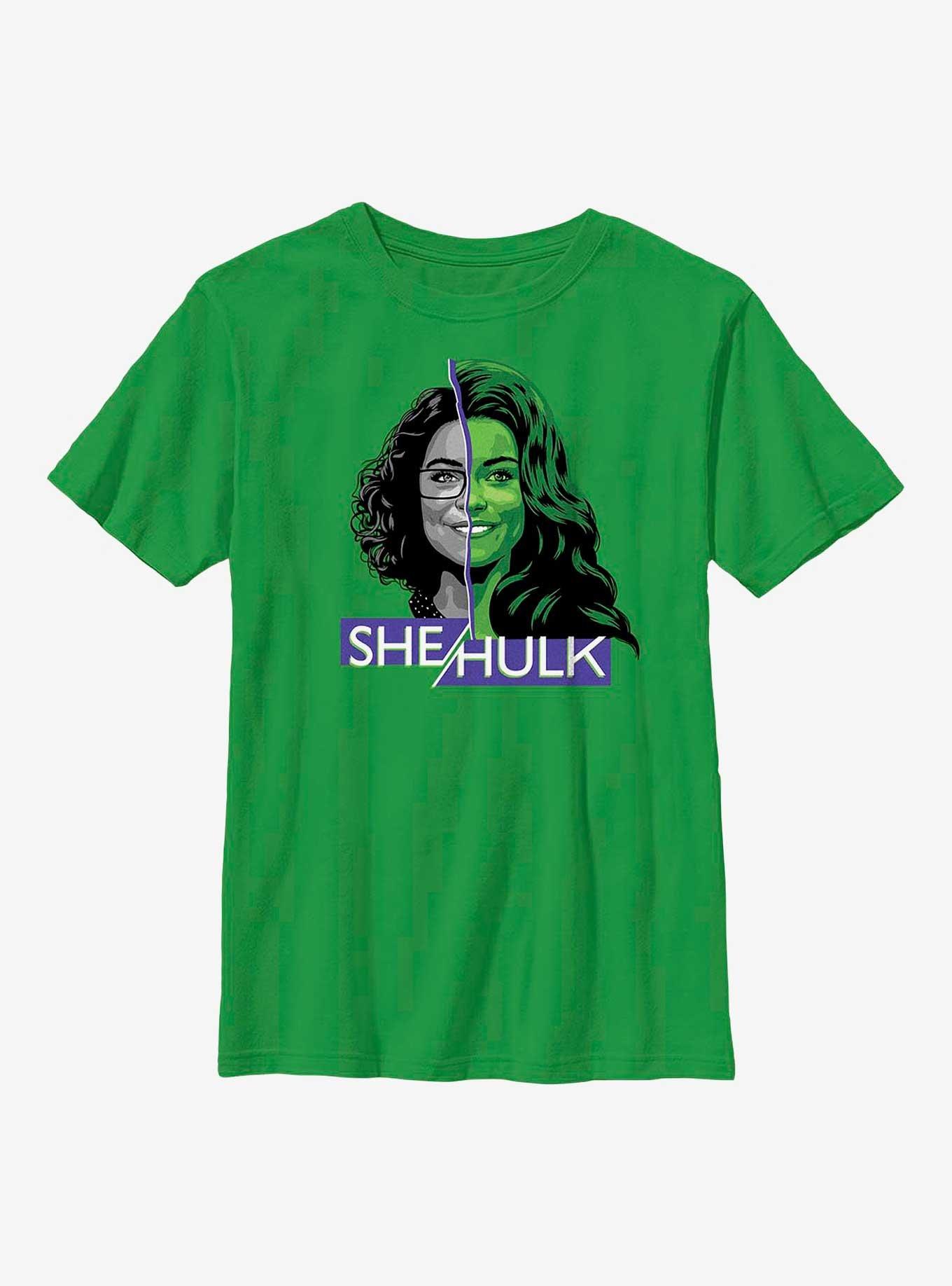 Marvel She-Hulk Face Split Youth T-Shirt, KELLY, hi-res
