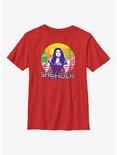 Marvel She-Hulk Icon Retro Sunset Youth T-Shirt, RED, hi-res