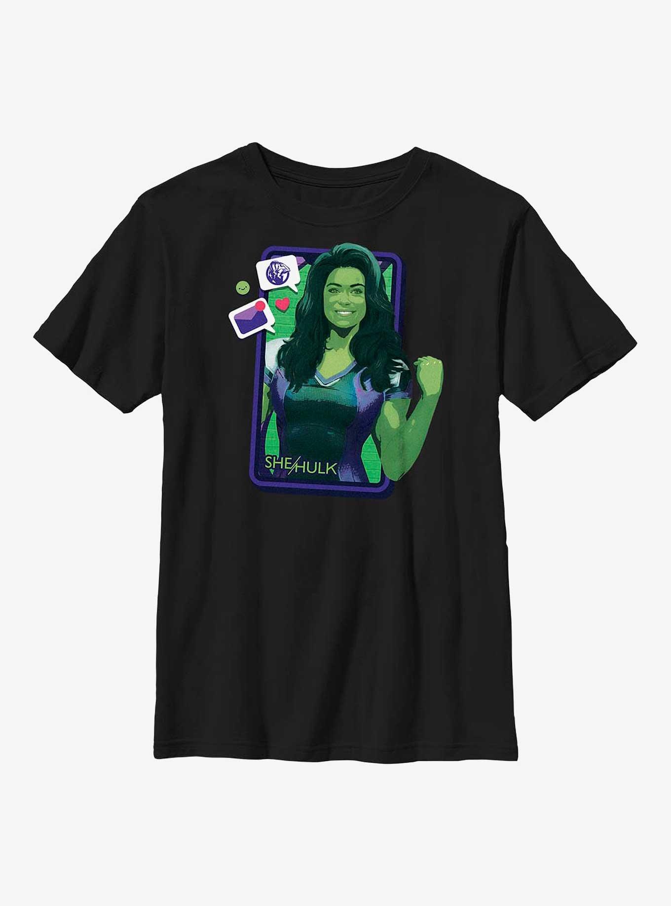 Marvel She-Hulk Phone Screen Youth T-Shirt, BLACK, hi-res