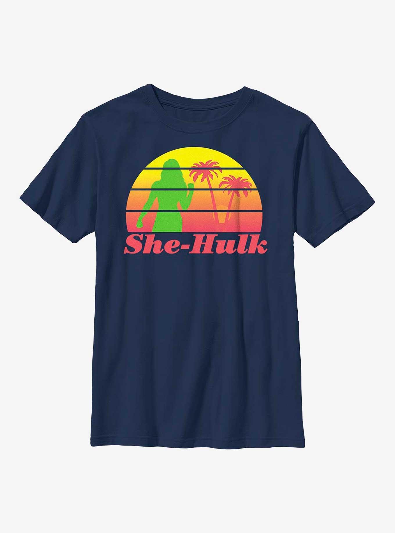 Marvel She-Hulk Retro Sunset Youth T-Shirt, NAVY, hi-res