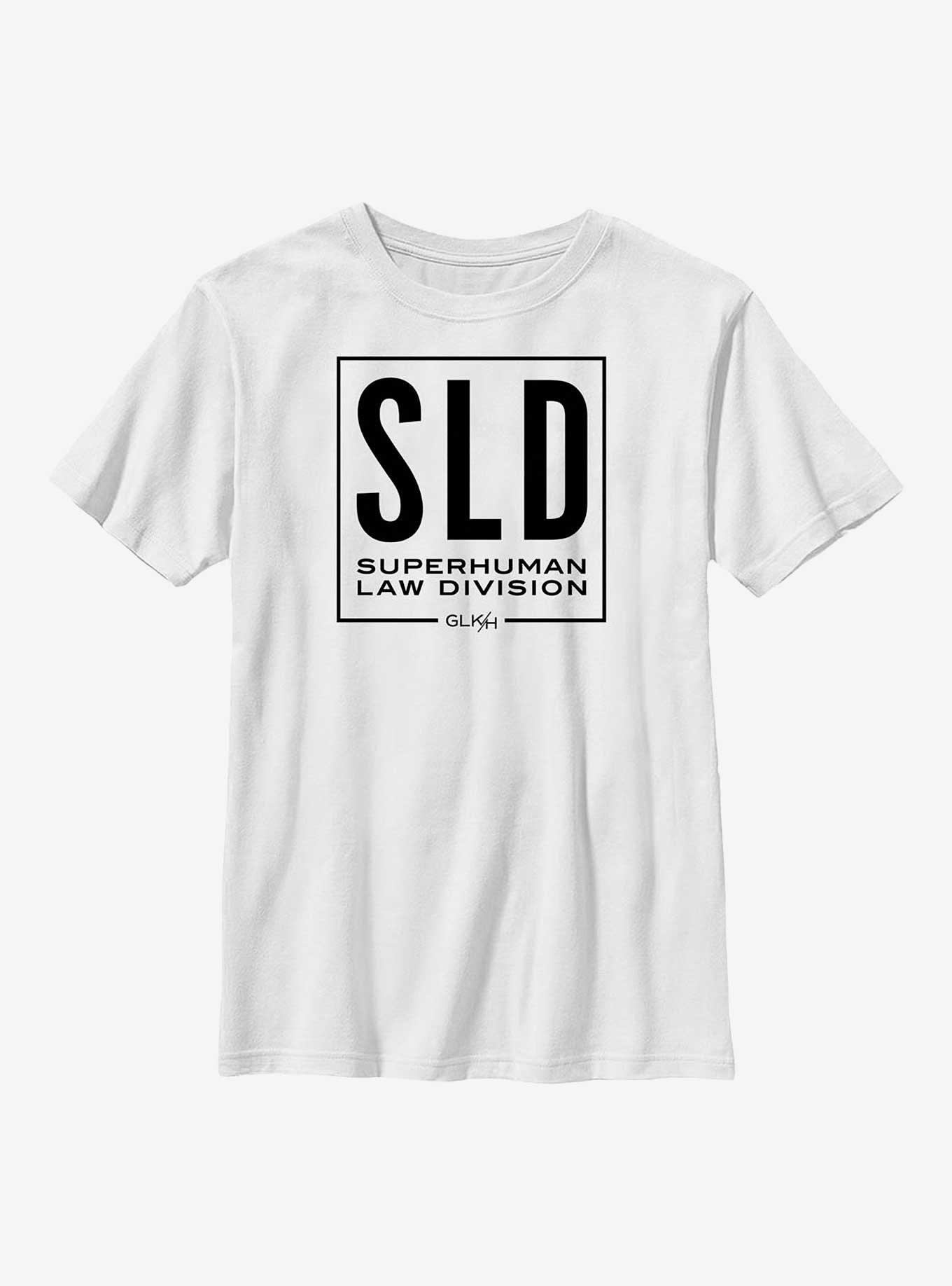 Marvel She-Hulk Superhuman Law Division Logo Youth T-Shirt, WHITE, hi-res