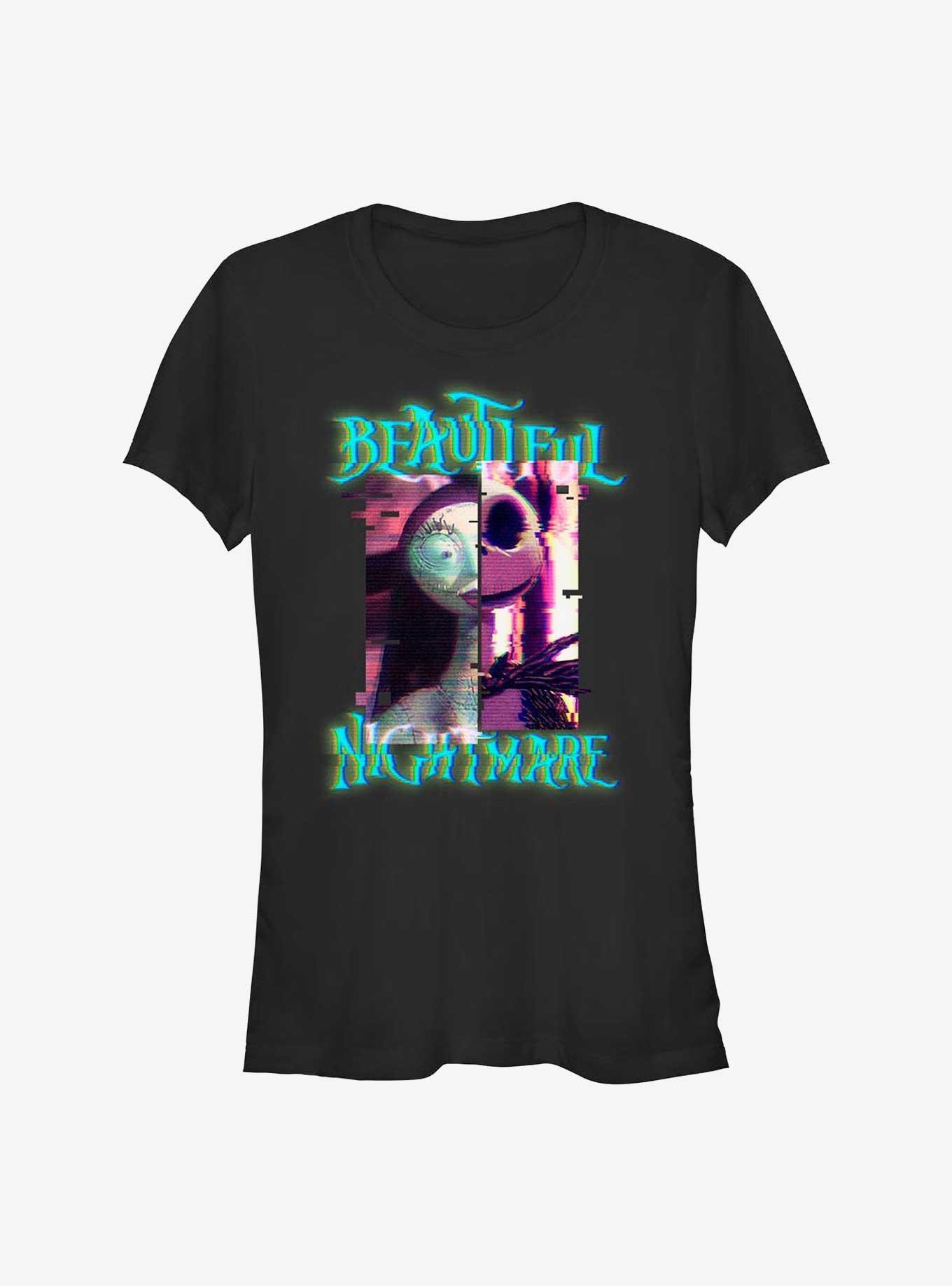 The Nightmare Before Christmas Jack & Sally Glitchy Beautiful Nightmare Girls T-Shirt, , hi-res