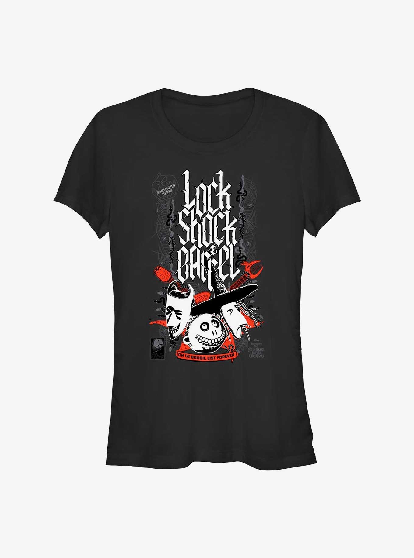 Disney The Nightmare Before Christmas Lock Shock and Barrel Girls T-Shirt, BLACK, hi-res