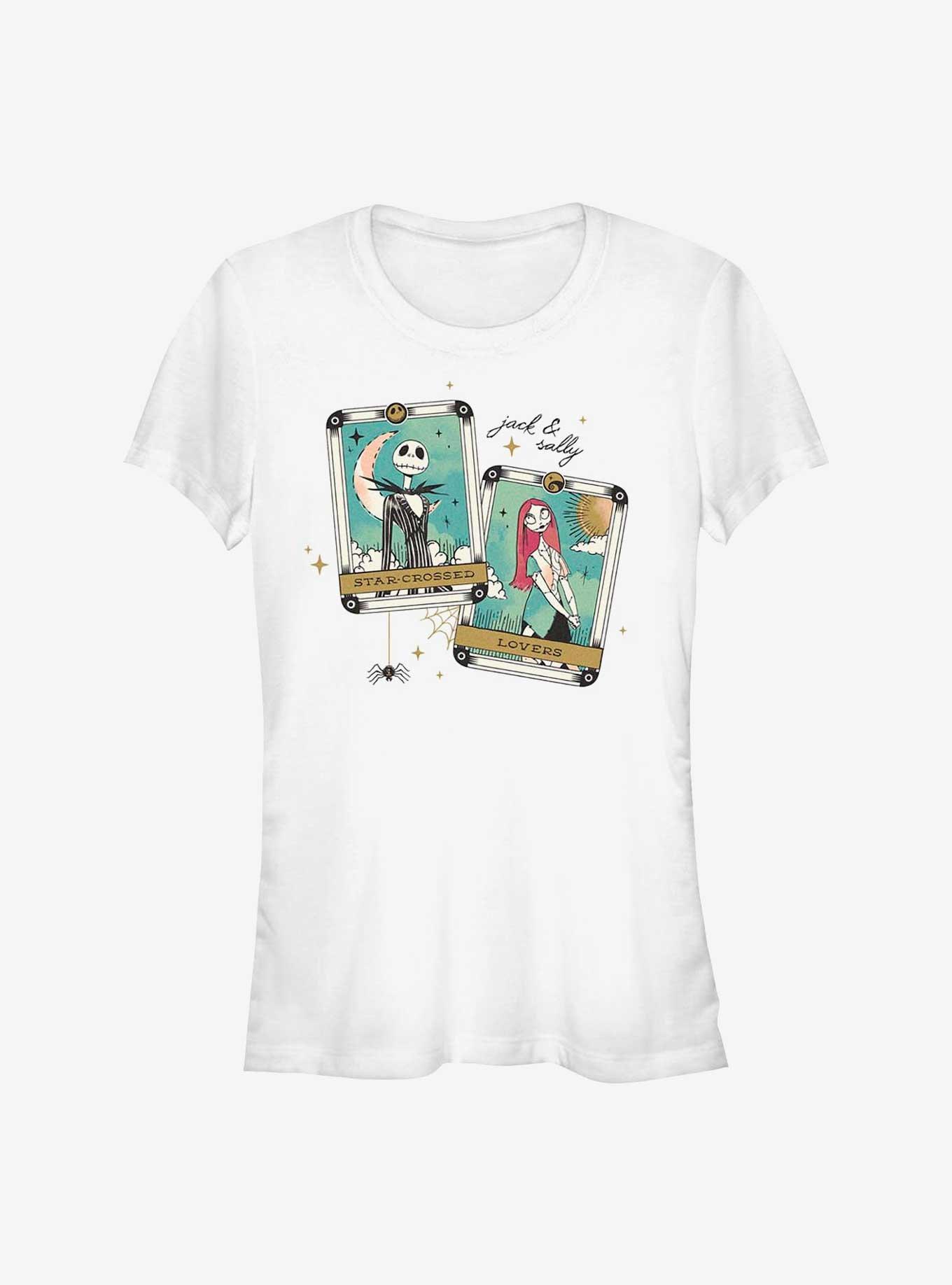 Disney The Nightmare Before Christmas Jack and Sally Tarot Cards Girls T-Shirt, WHITE, hi-res