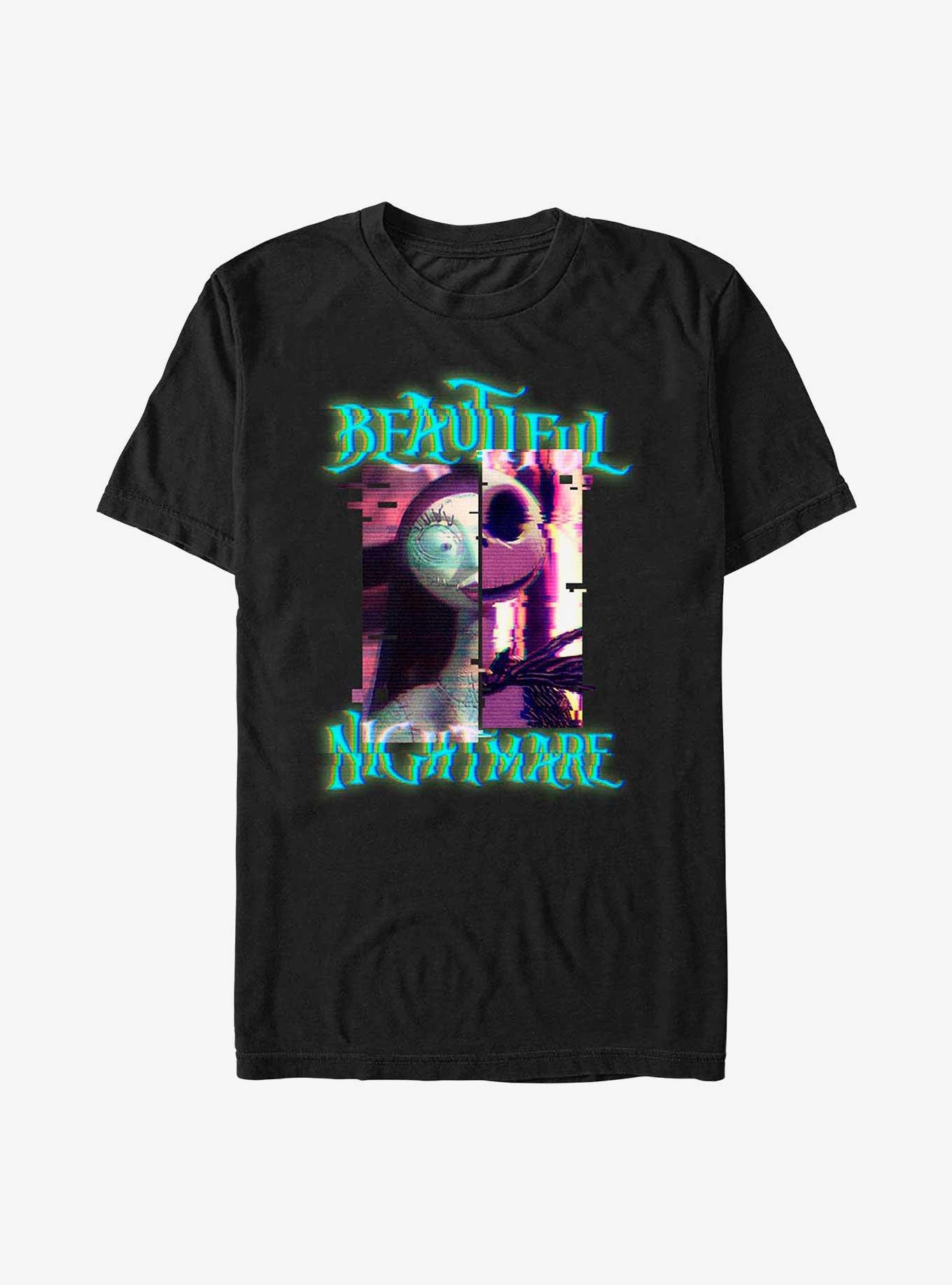 The Nightmare Before Christmas Jack & Sally Glitchy Beautiful Nightmare T-Shirt, , hi-res