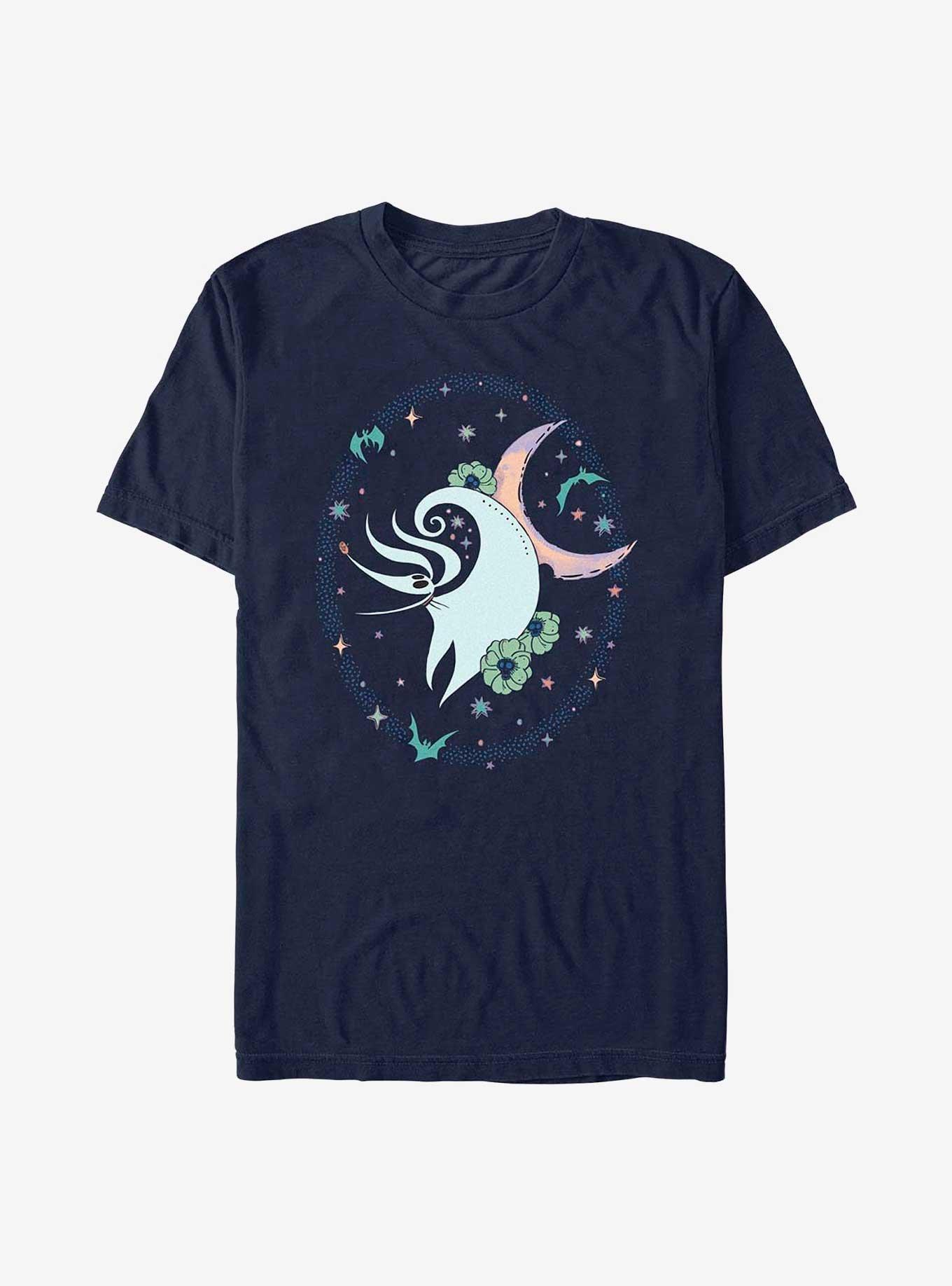 The Nightmare Before Christmas Zero Stars And Flowers T-Shirt, NAVY, hi-res