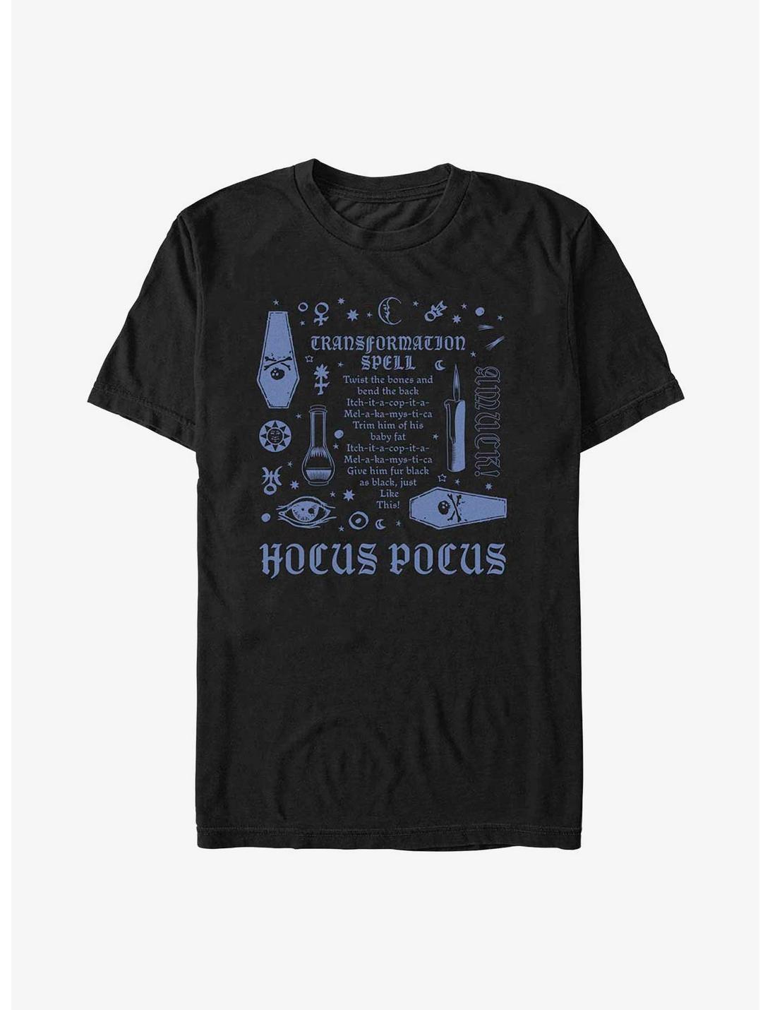 Disney Hocus Pocus Transformation Spell Lyrics T-Shirt, BLACK, hi-res