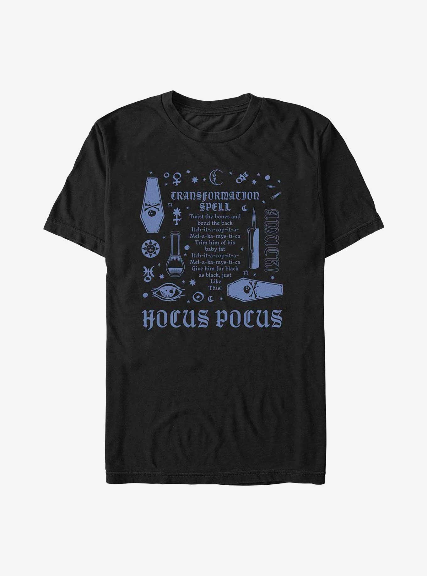Disney Hocus Pocus Transformation Spell Lyrics T-Shirt, BLACK, hi-res