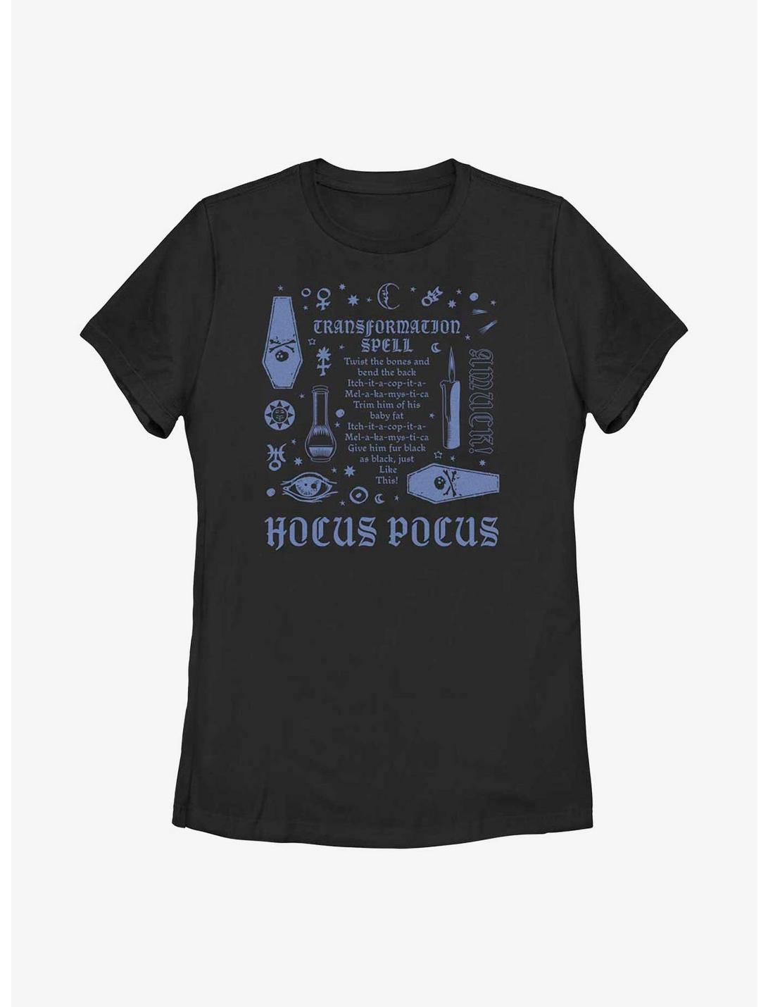 Disney Hocus Pocus Transformation Spell Lyrics Womens T-Shirt, BLACK, hi-res