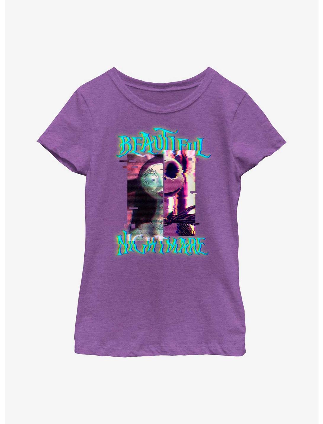 Disney The Nightmare Before Christmas Glitchy Nightmare Youth Girls T-Shirt, PURPLE BERRY, hi-res