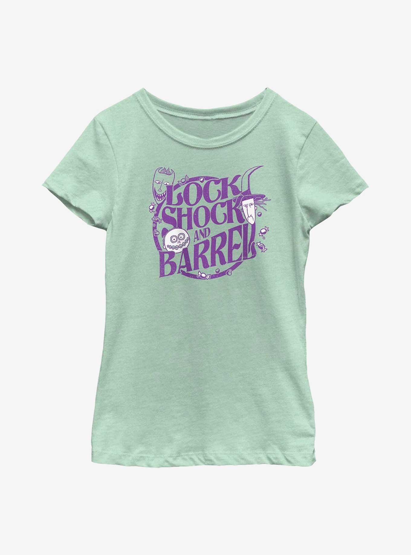 Disney The Nightmare Before Christmas Lock, Shock And Barrel Youth Girls T-Shirt, MINT, hi-res