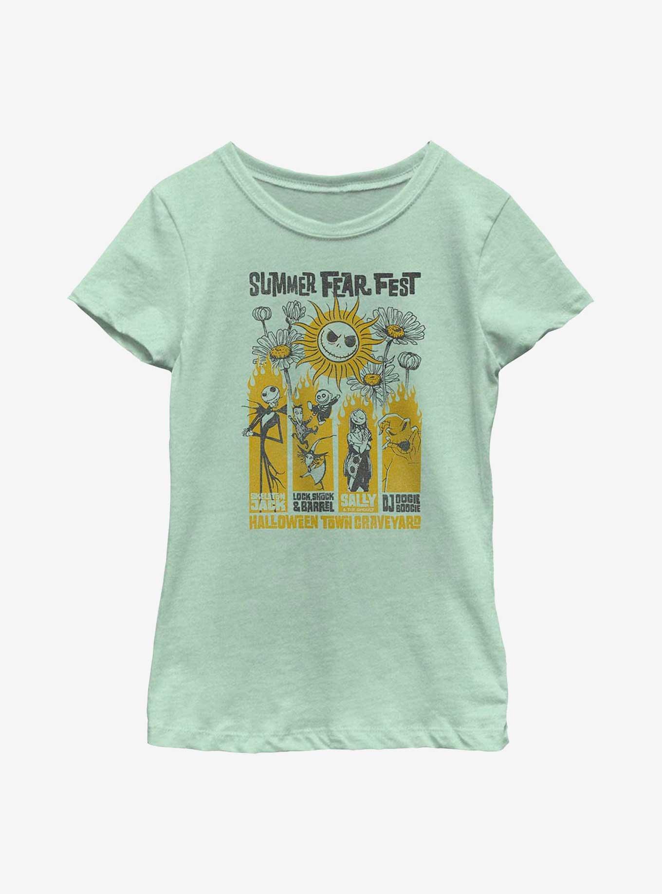 Disney The Nightmare Before Christmas Summer Fest Poster Panels Youth Girls T-Shirt, MINT, hi-res
