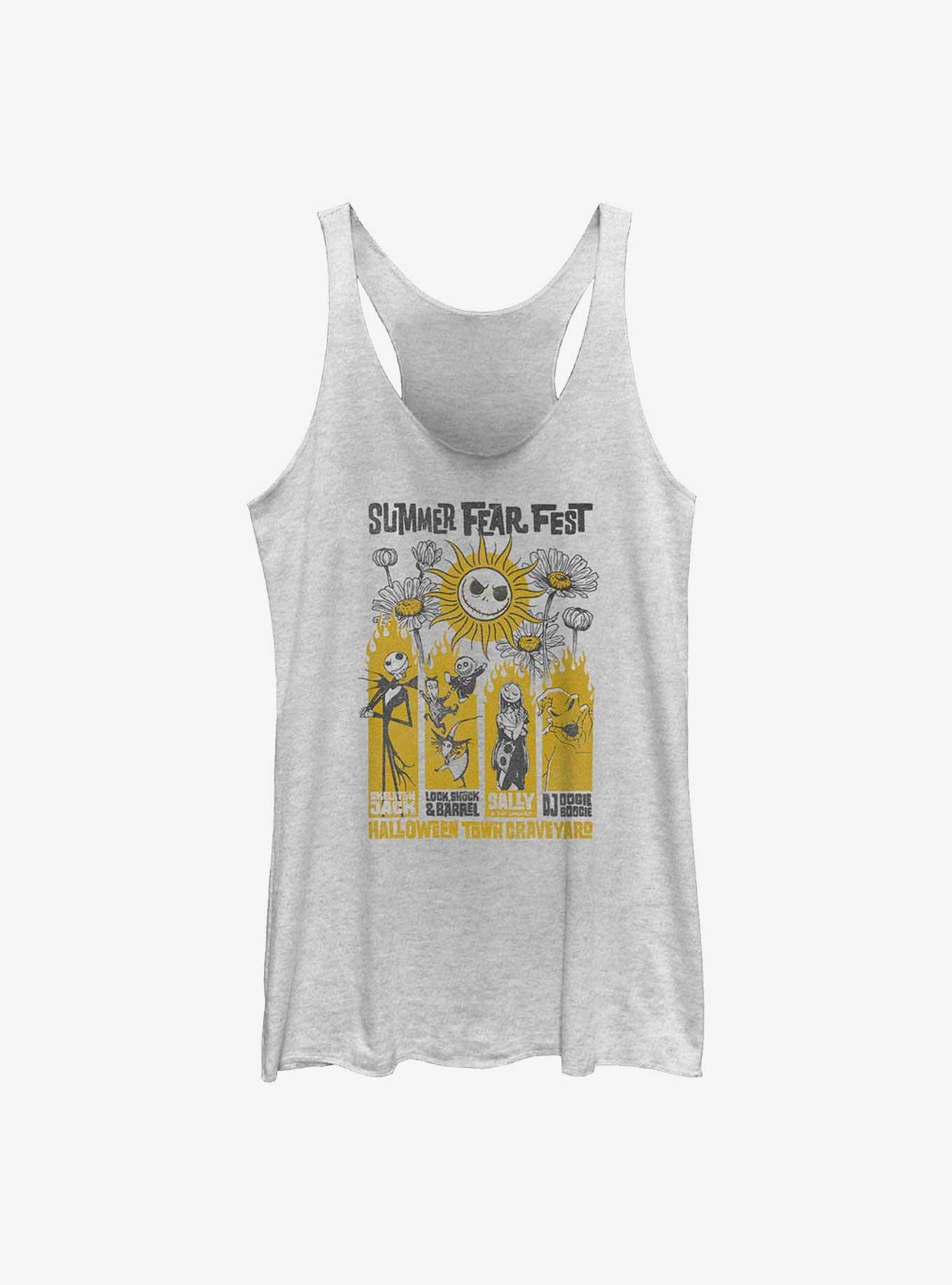 Disney The Nightmare Before Christmas Summer Fest Poster Panels Womens Tank Top, WHITE HTR, hi-res