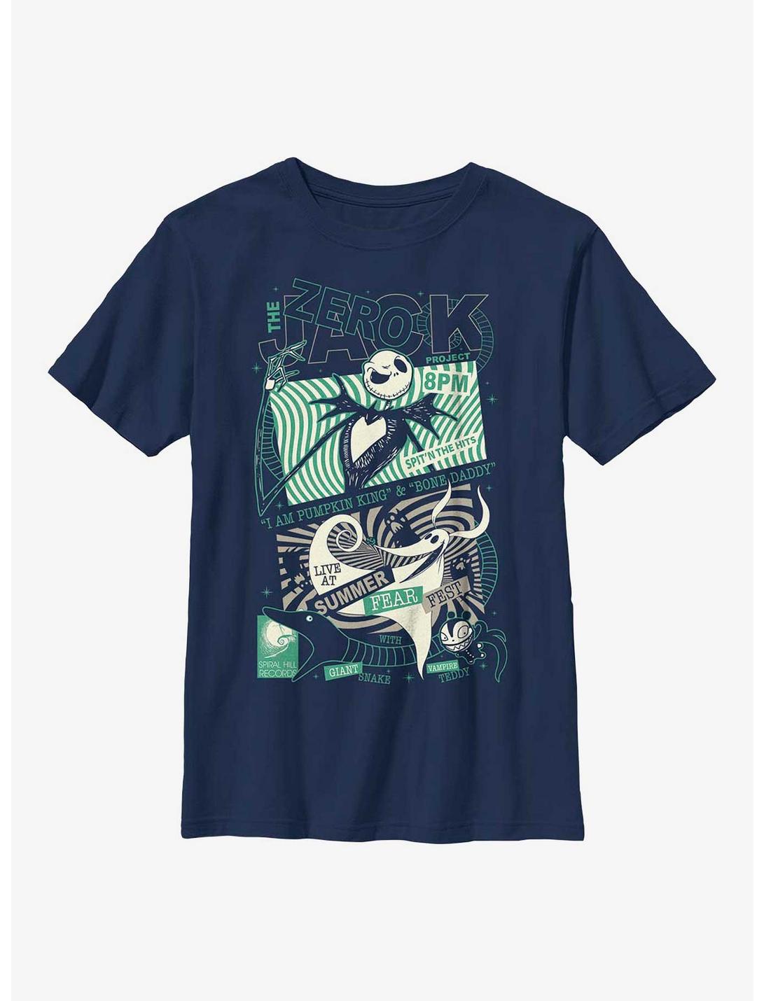 Disney The Nightmare Before Christmas Jack & Zero Fear Fest Poster Youth T-Shirt, NAVY, hi-res