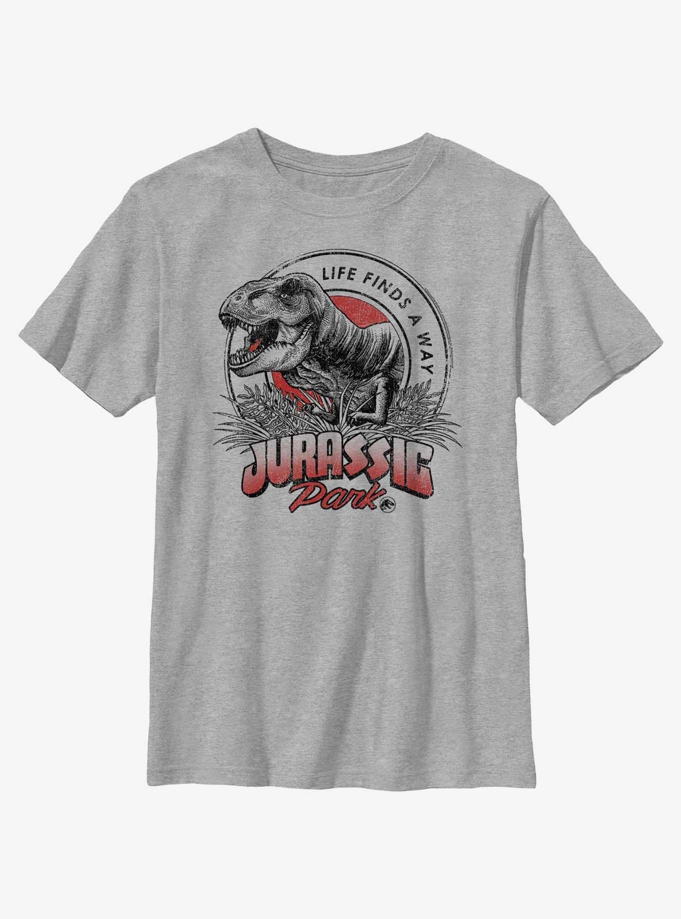 Jurassic Park Life Finds A Way Youth T-Shirt, ATH HTR, hi-res