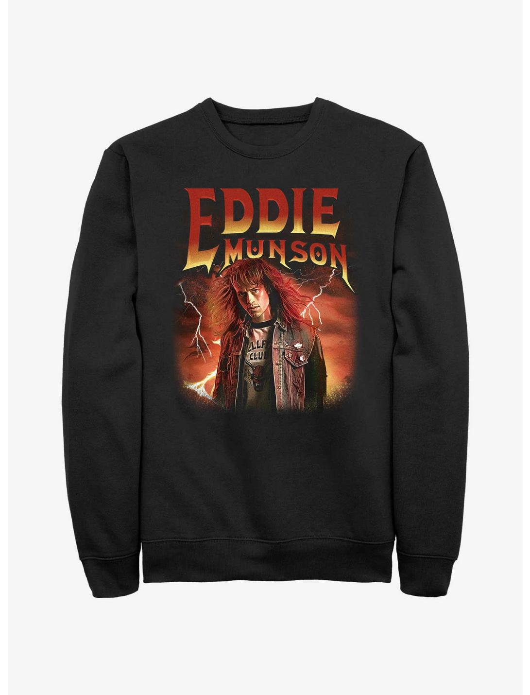 Plus Size Stranger Things Metal Eddie Munson Sweatshirt, BLACK, hi-res