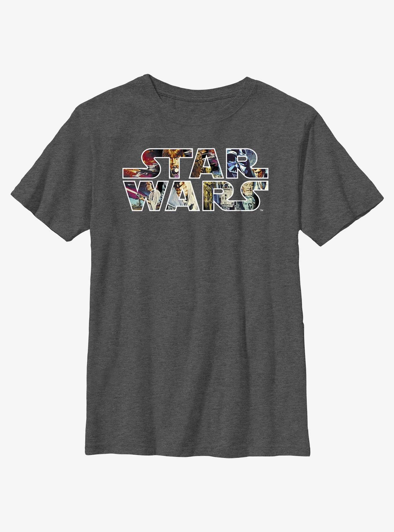 Star Wars Epic Collage Logo Youth T-Shirt, CHAR HTR, hi-res
