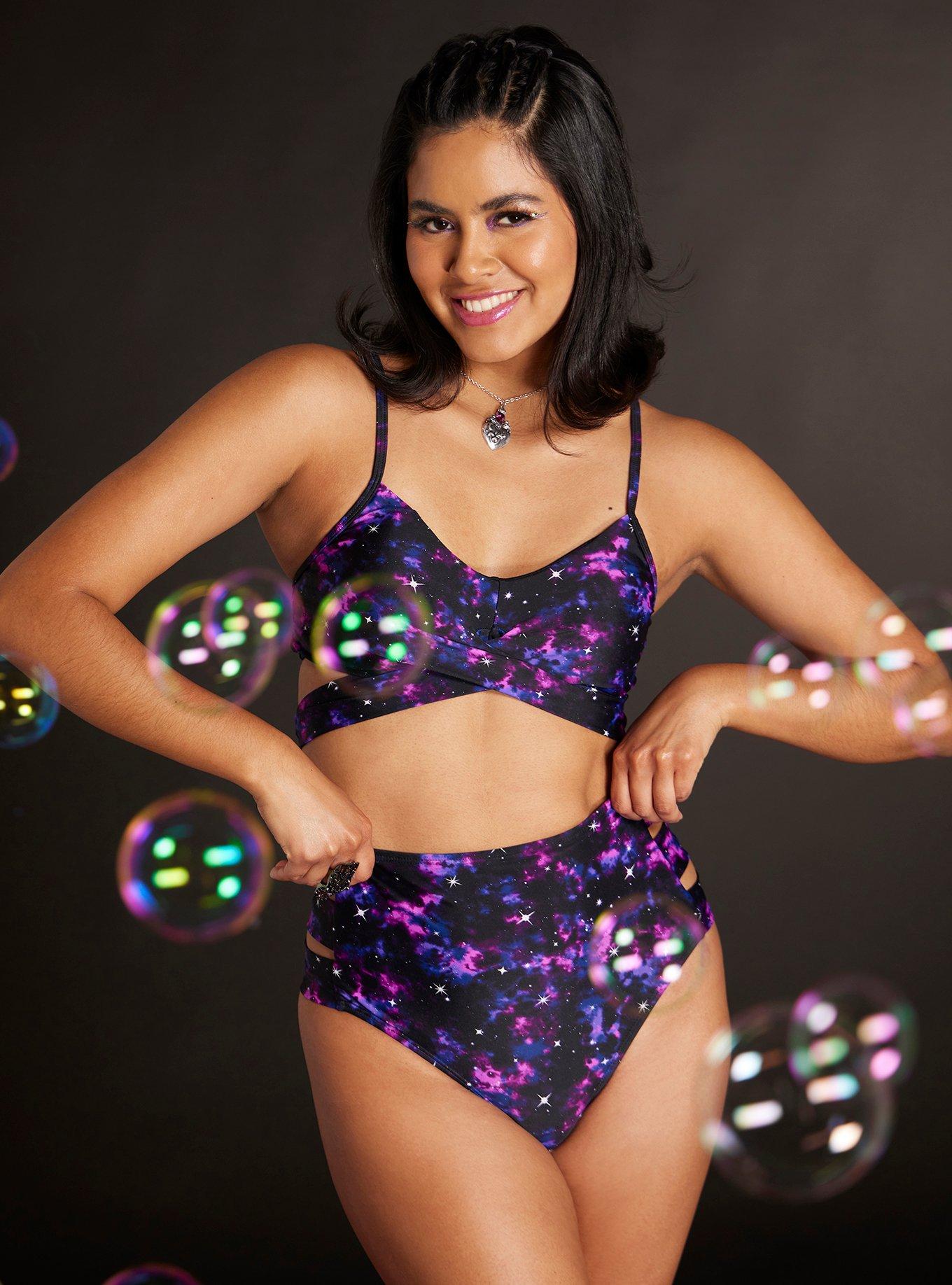 Pink Galaxy Wrap Swim Top