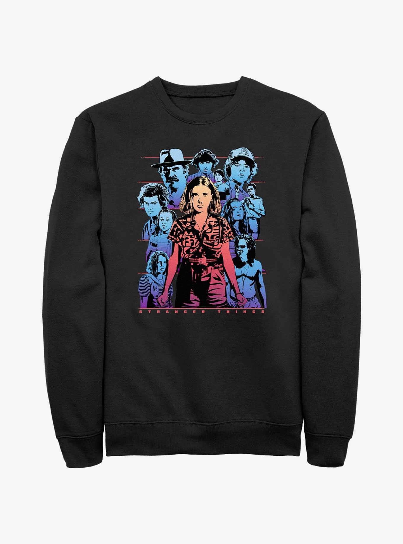 Stranger Things Neon Group Sweatshirt, BLACK, hi-res