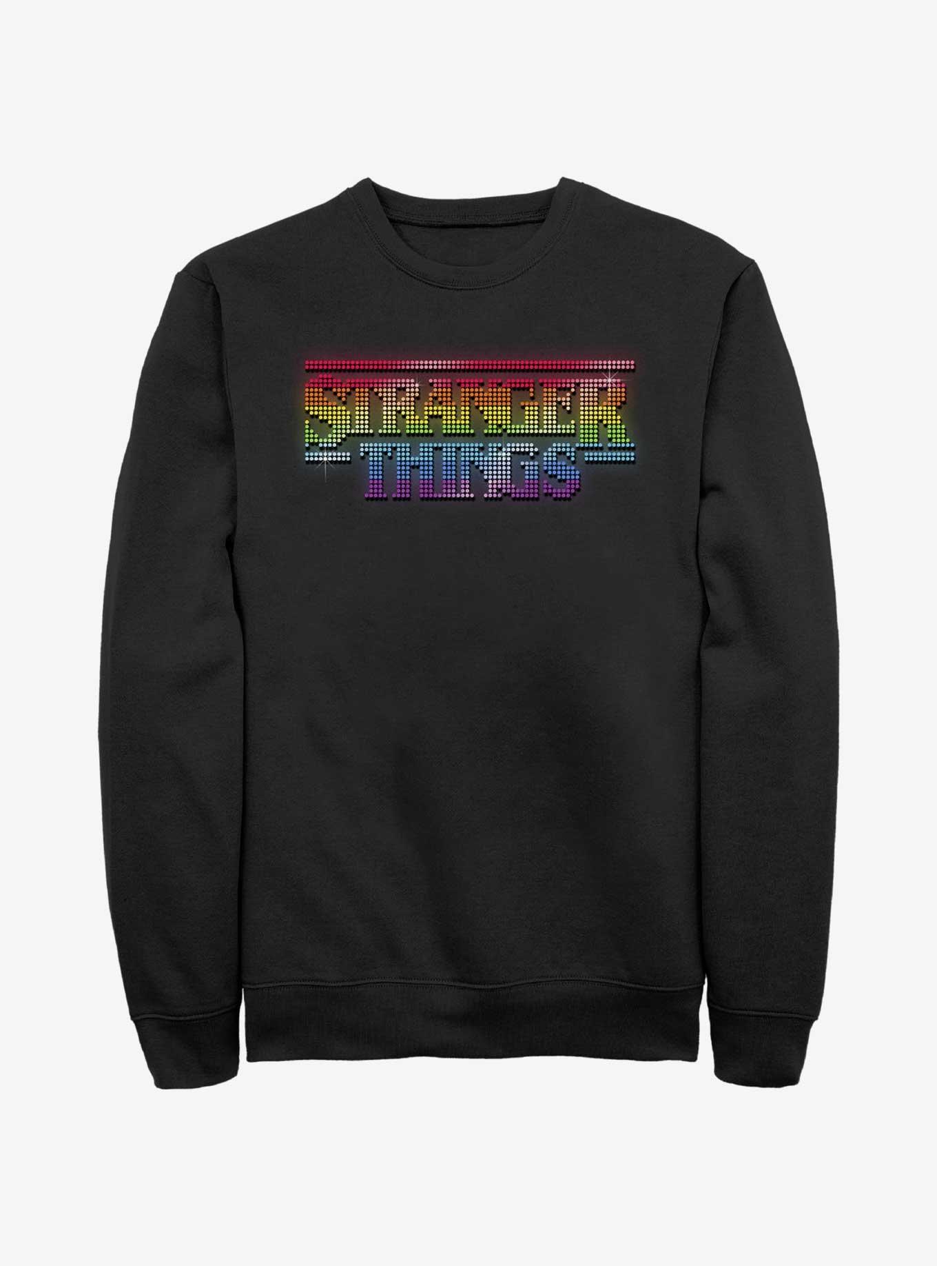 Stranger Things Shiny Lite Brite Logo Sweatshirt, BLACK, hi-res