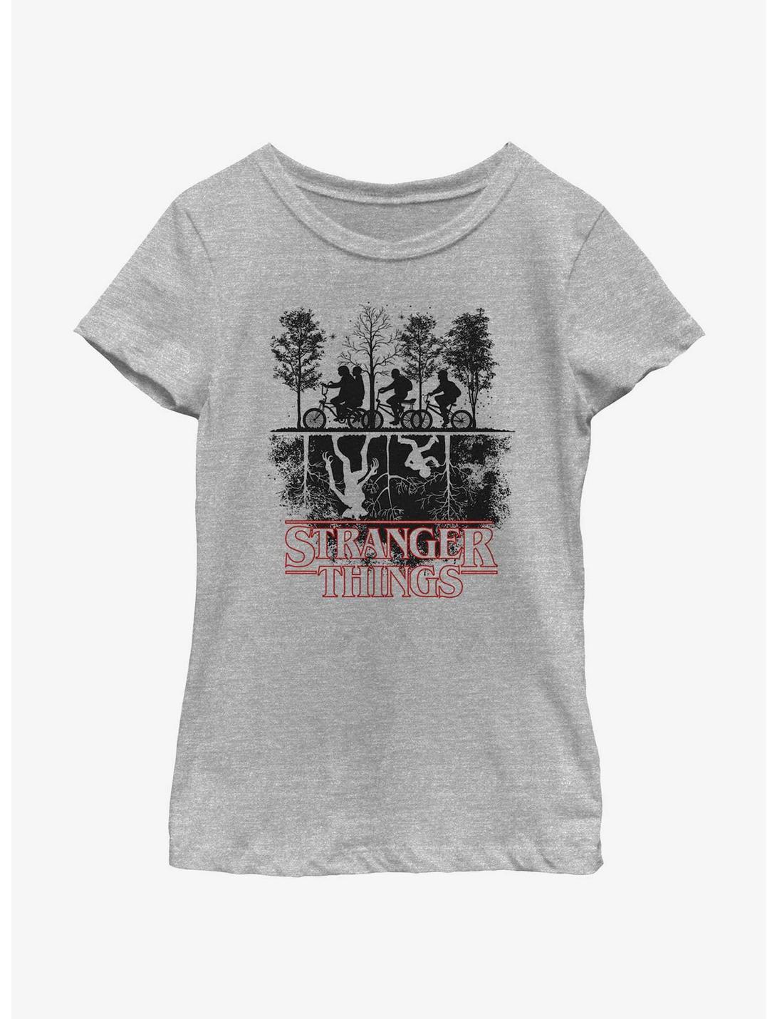 Stranger Things Upside Down Silhouette Youth Girls T-Shirt, ATH HTR, hi-res