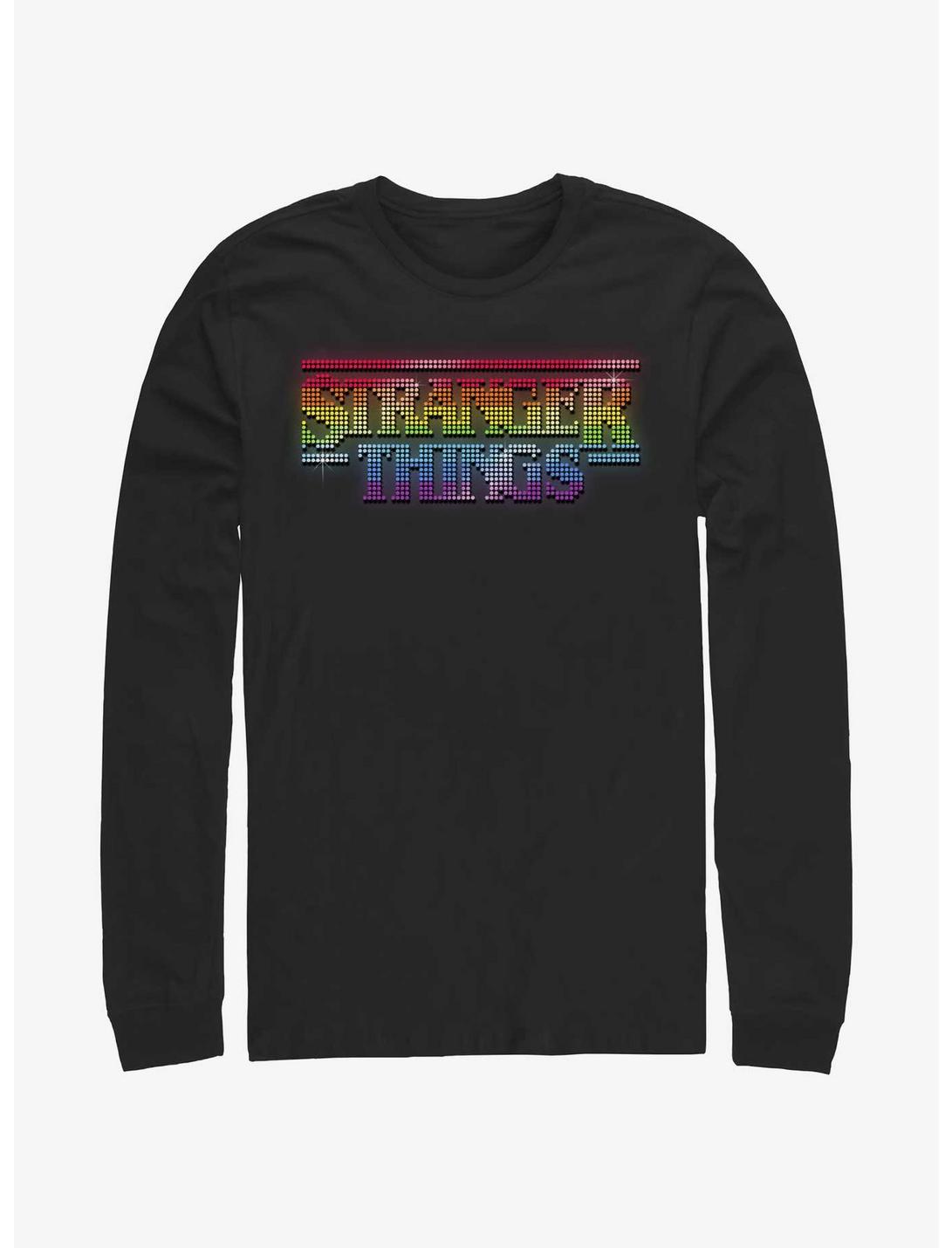 Stranger Things Shiny Lite Brite Logo Long Sleeve T-Shirt, BLACK, hi-res