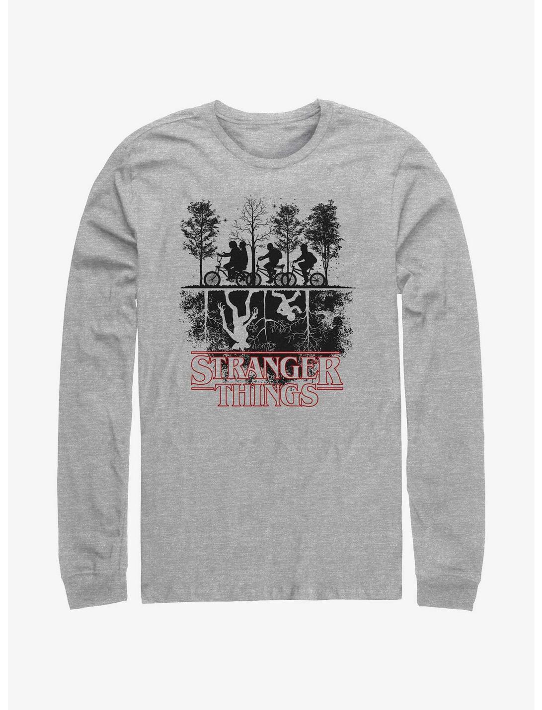 Stranger Things Upside Down Silhouette Long Sleeve T-Shirt, ATH HTR, hi-res