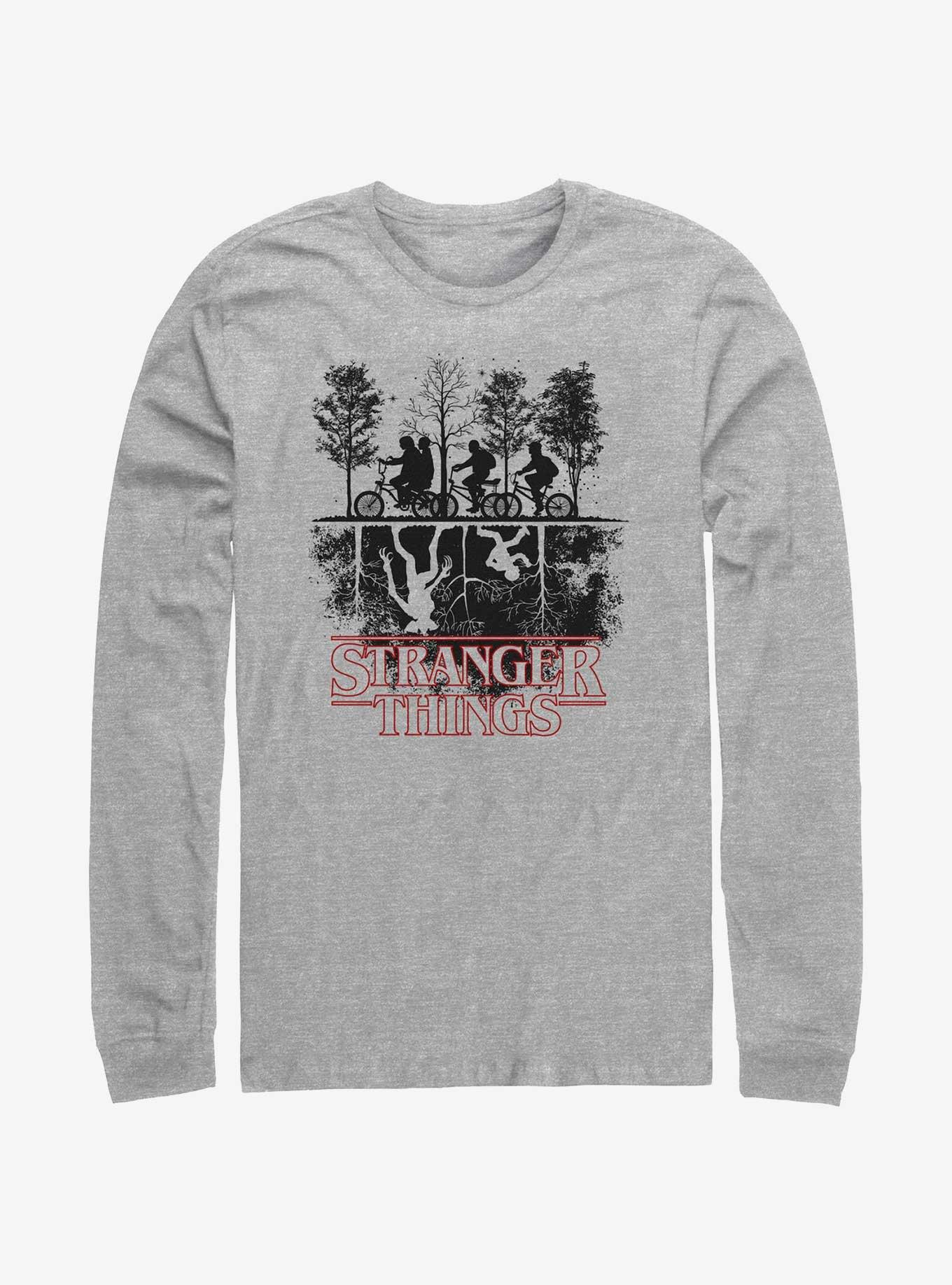 Stranger Things Upside Down Silhouette Long Sleeve T-Shirt, , hi-res