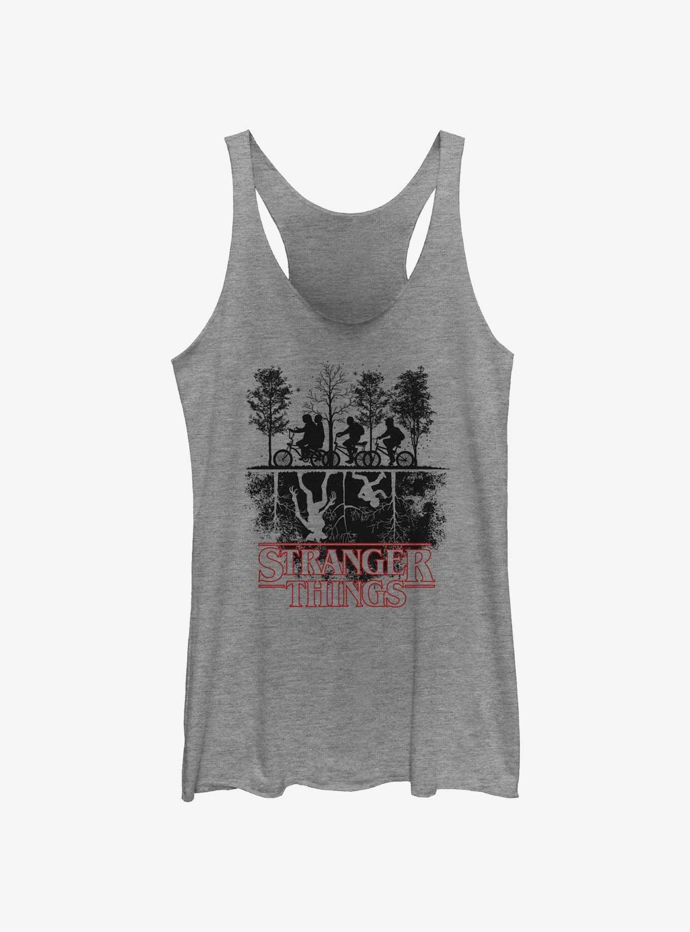 Stranger Things Upside Down Silhouette Womens Tank Top, GRAY HTR, hi-res