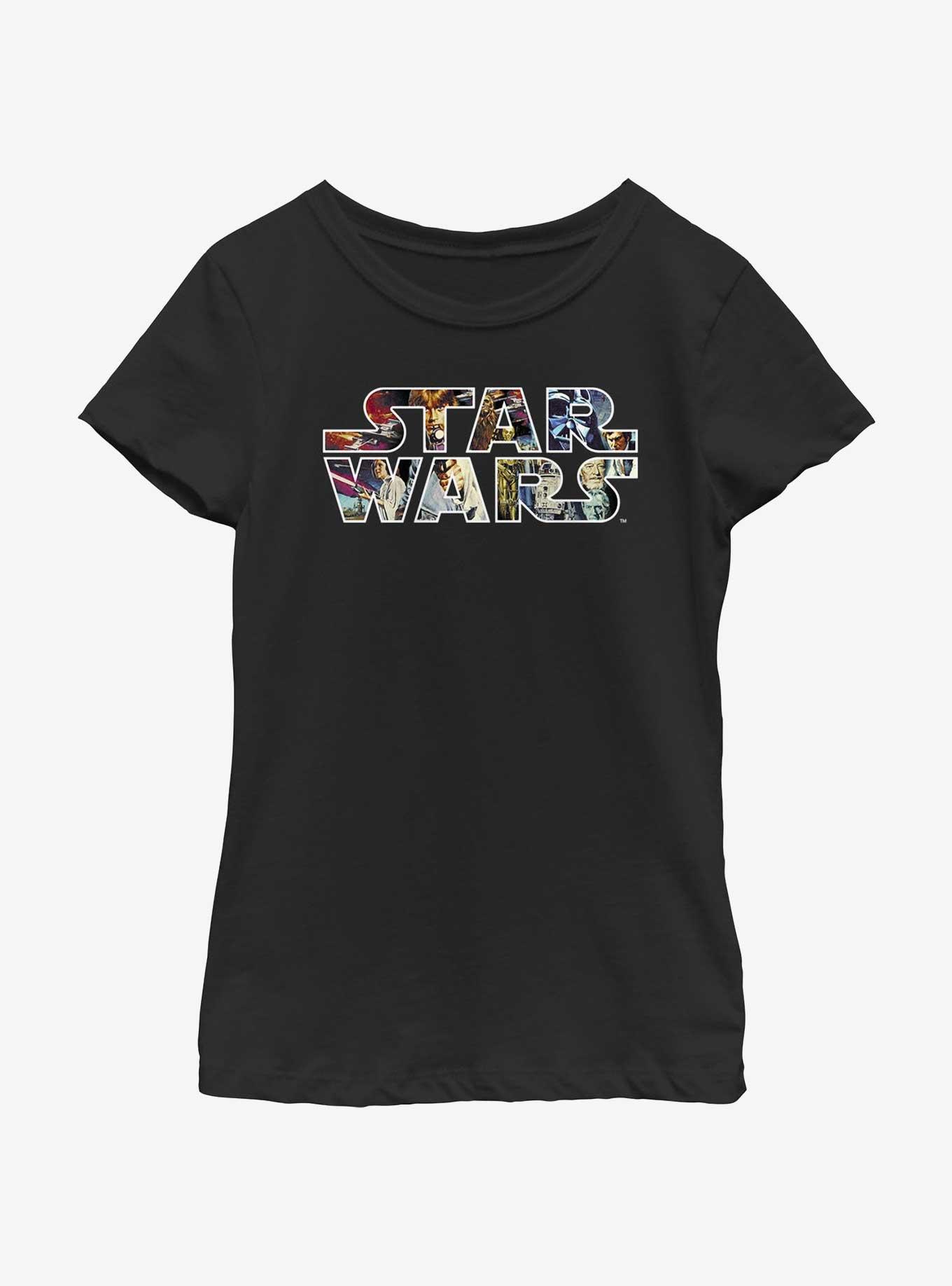 Star Wars Epic Collage Logo Youth Girls T-Shirt, BLACK, hi-res