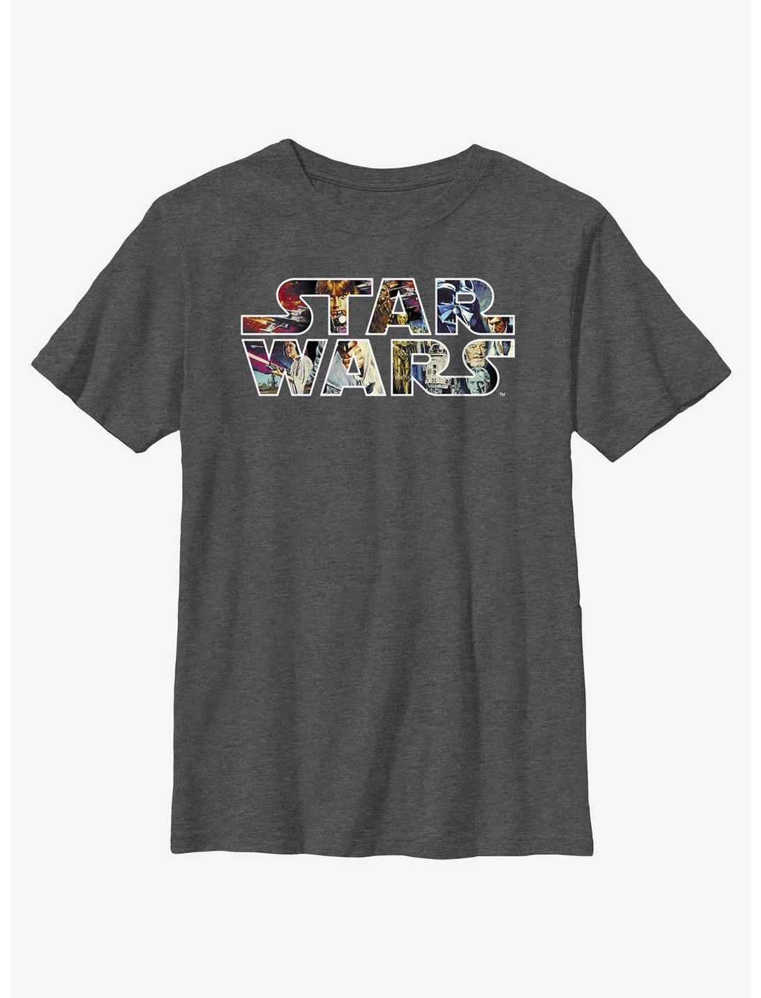 Star Wars Epic Collage Logo Youth T-Shirt, CHAR HTR, hi-res
