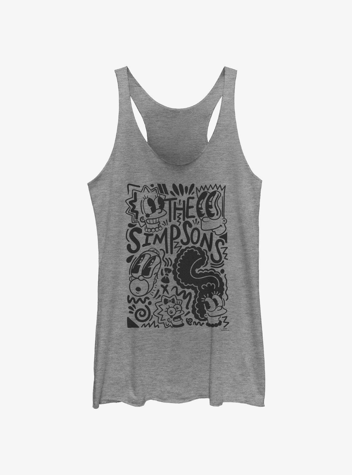 The Simpsons Pop Art Family Womens Tank Top, GRAY HTR, hi-res