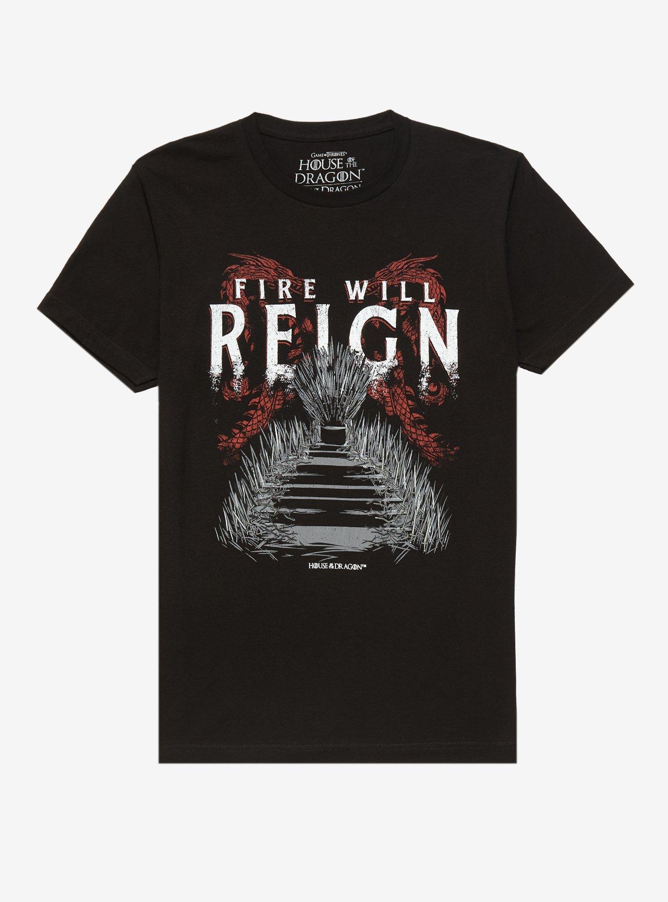 Game of Thrones House of the Dragon Fire Will Reign T-Shirt - BoxLunch Exclusive, BLACK, hi-res