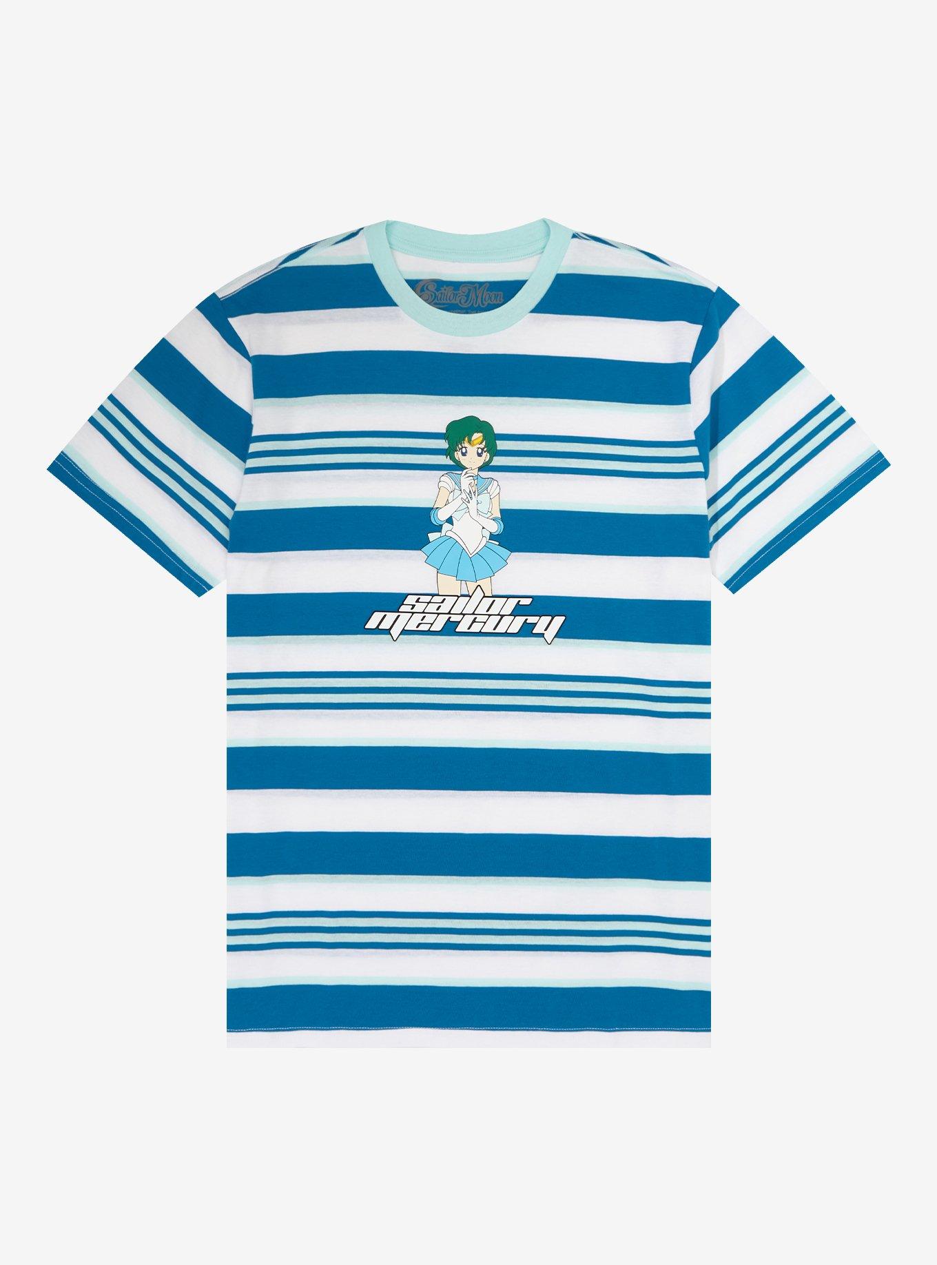 Sailor Moon Sailor Mercury Portrait Striped T-Shirt, MULTI, hi-res