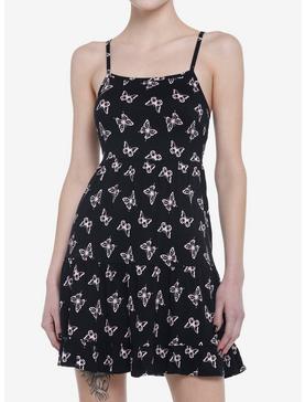 Black & Pink Butterflies Strappy Mini Dress, , hi-res
