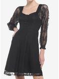 Black Rose Lace Romantic Corset Long-Sleeve Dress, BLACK, hi-res