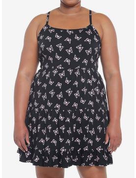 Plus Size Black & Pink Butterflies Strappy Mini Dress Plus Size, , hi-res