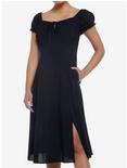 Black Babydoll Lace-Up Midi Dress, BLACK, hi-res