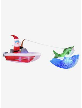 Boat Fishing Santa with Swirling Lights 14-foot Inflatable Airblown, , hi-res