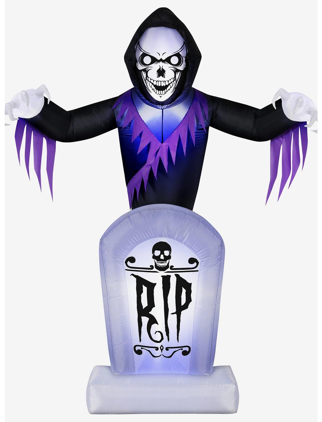 Animated Reaper Behind Tombstone 8-foot Inflatable Airblown, , hi-res
