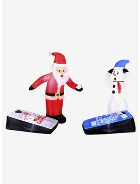 Santa and Snowman Playing Corn Hole 5-foot Inflatable Airblown, , hi-res