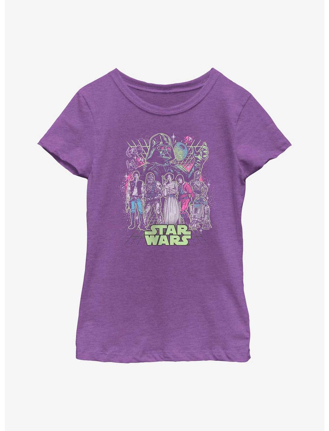 Star Wars Neon Grid Group  Youth Girls T-Shirt, PURPLE BERRY, hi-res