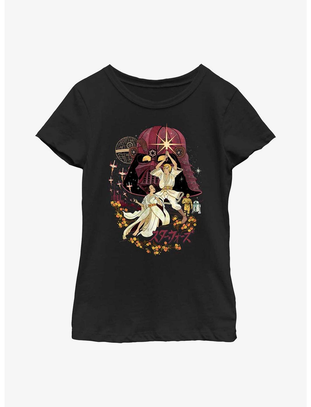 Star Wars Nihonga Japanese Art Syle Youth Girls T-Shirt, BLACK, hi-res