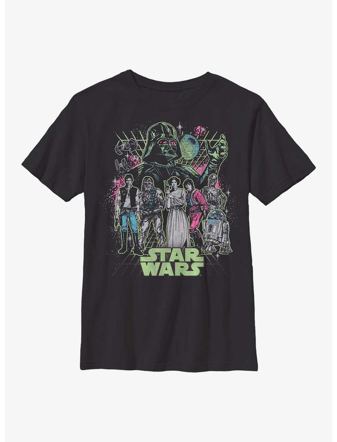 Star Wars Neon Grid Group  Youth T-Shirt, BLACK, hi-res