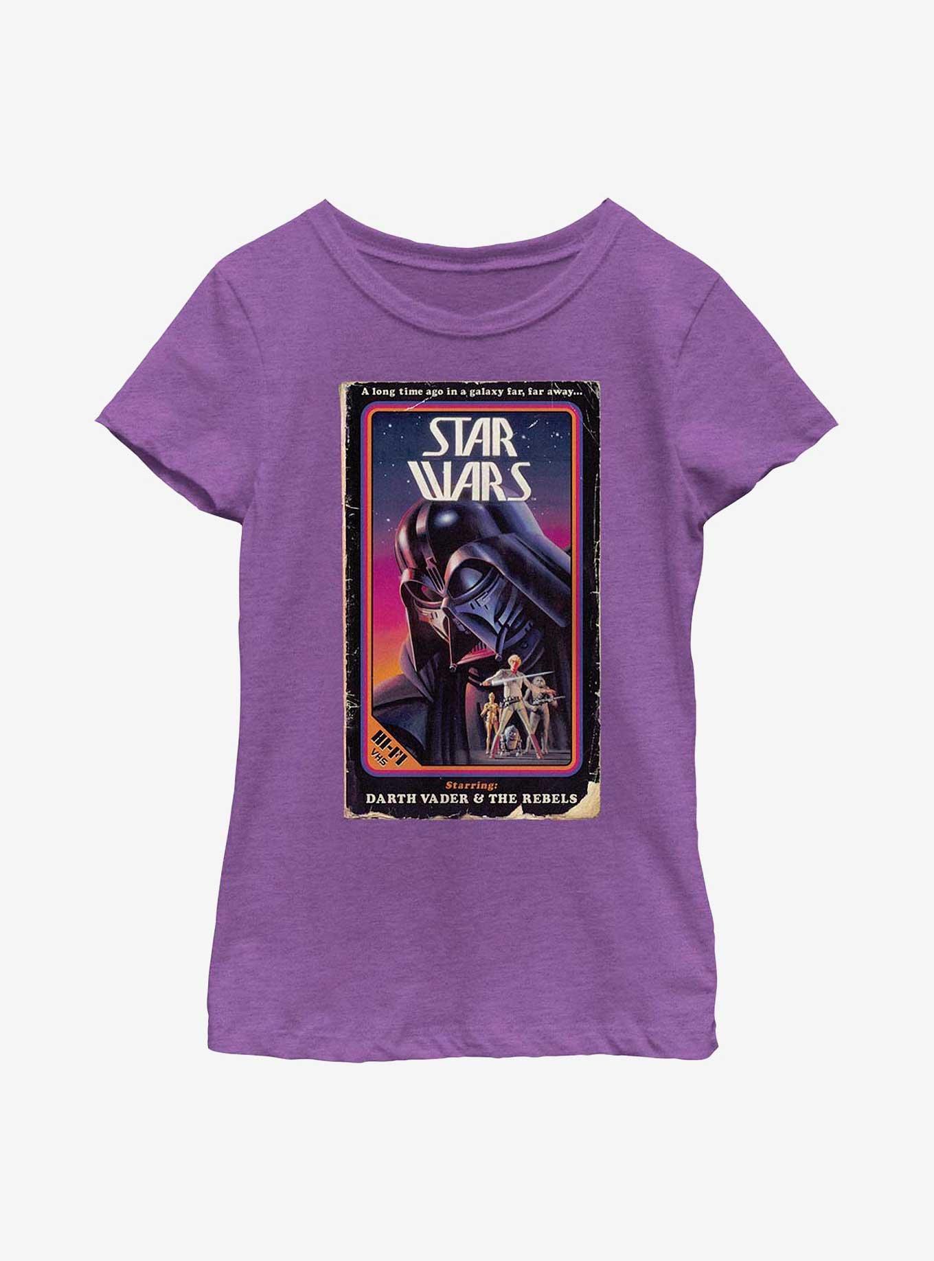 Star Wars Darth Vader & The Rebels VHS Youth Girls T-Shirt, PURPLE BERRY, hi-res