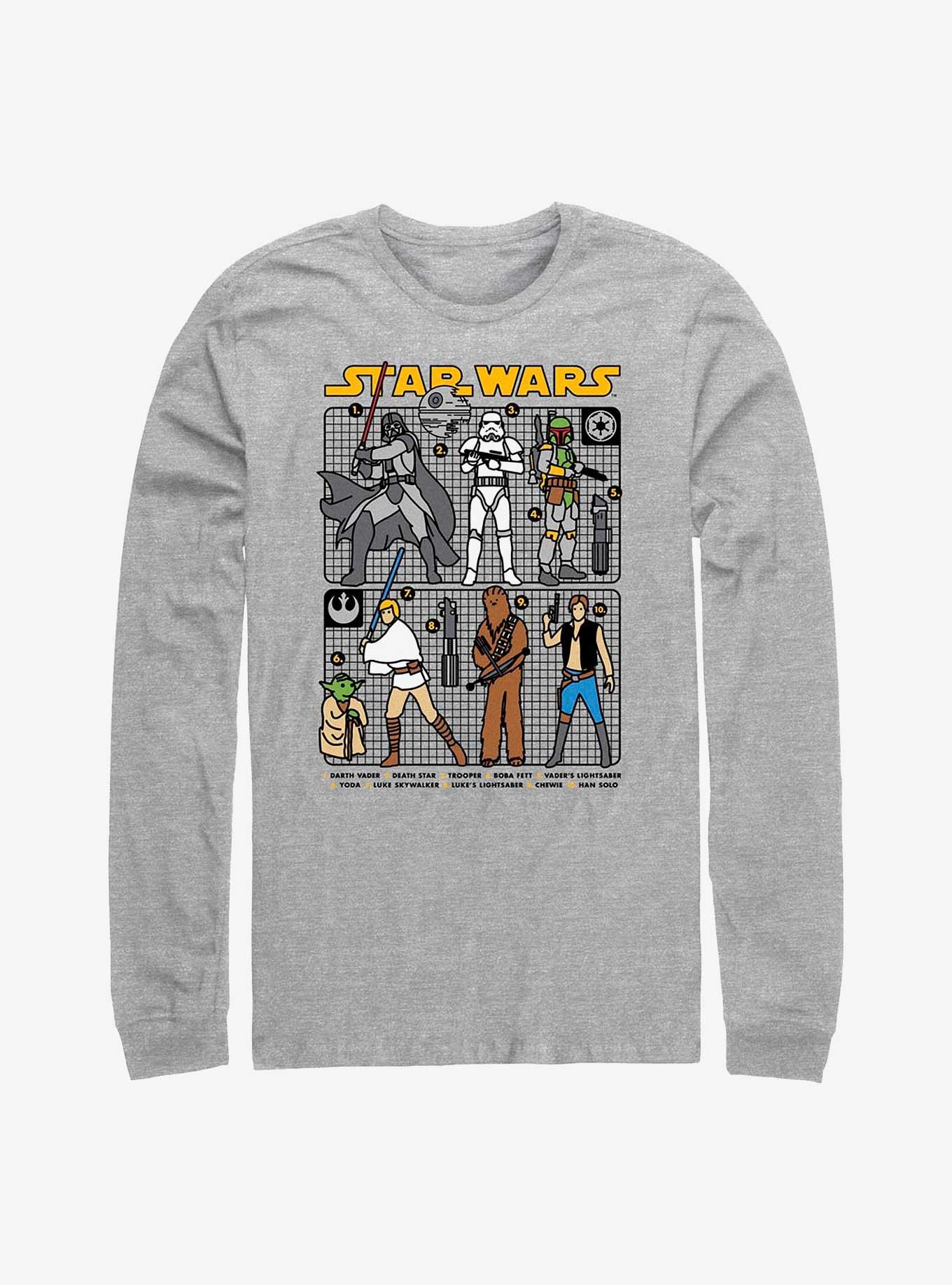Star Wars Doodle Art Group Long Sleeve T-Shirt, ATH HTR, hi-res