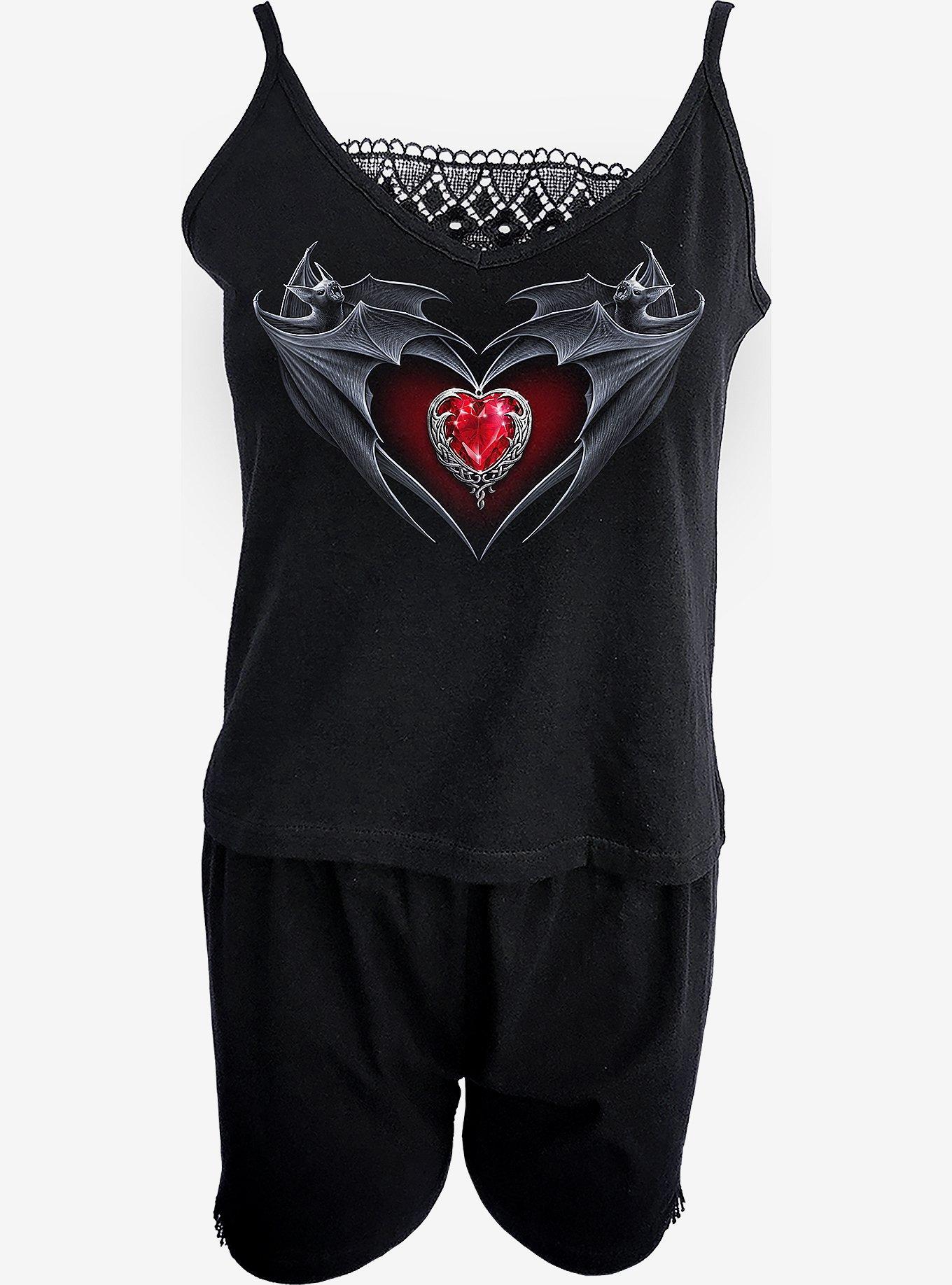 Bat's Heart Organic Camisole Pajama Set, BLACK, hi-res
